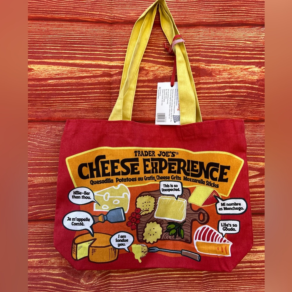 New Trader Joe's cheese lovers reusable cotton canvas tote